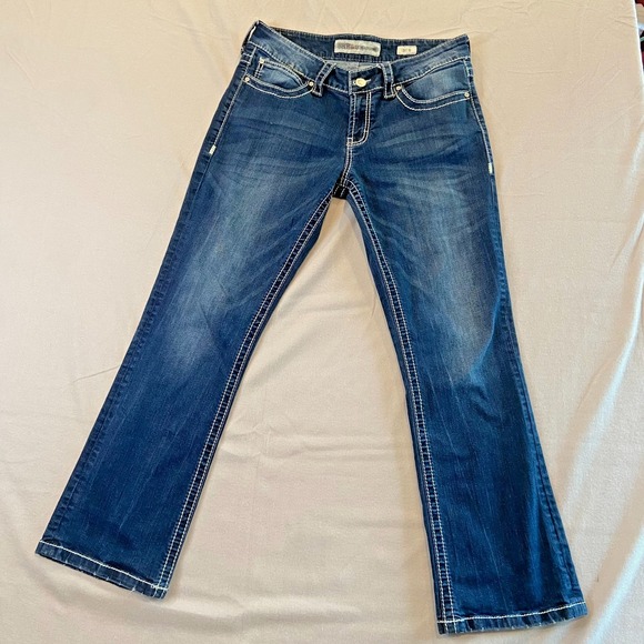 BKE Buckle Blue Denim Women's Jeans 31x31.5" Culture Stretch Boot Cut Low Rise - Picture 1 of 12